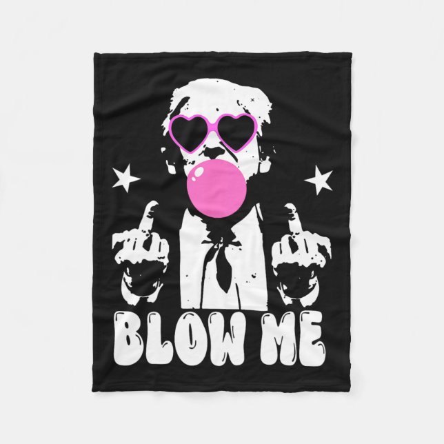 Blow me Funny Trump Pink Blase Gum Donald Trump 2 Fleecedecke (Vorderseite)