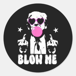 Blow me Funny Trump Pink Blase Gum Donald Trump 2 Runder Aufkleber