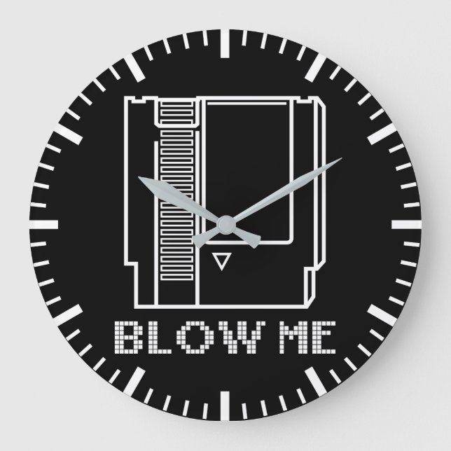 Blow Me - Video Game Cartridge - Funny Gaming Große Wanduhr (Vorderseite)