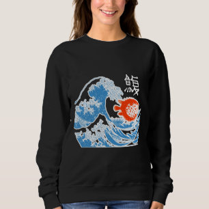 Blowfish Off Kanagawa Fish Graphic Hokusai Sweatshirt