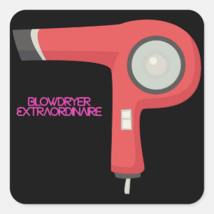 Blowtrockner Haartrockner Coole Kunst Quadratischer Aufkleber