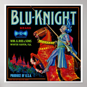 Blu Knight Frucht Etikett Poster