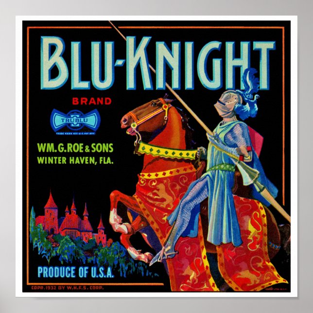 Blu Knight Frucht Etikett Poster (Vorne)