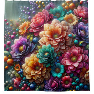 "Blubble Blooms: Vibrant Floral" Duschvorhang