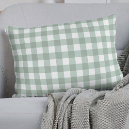 Blubble Frogs Gingham - Salbei laurel grün kariert Dekokissen