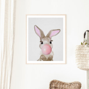 Blubble Gum Bunny Cub Kinderzimmer Child Woodland Poster