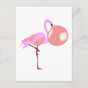 Blubble Gum Flamingo Blasen Blase Postkarte