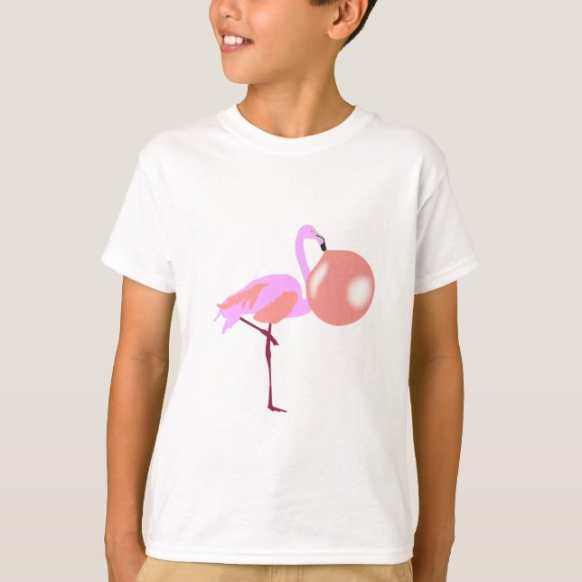 Blubble Gum Flamingo Blasen Blase T-Shirt (Vorderseite)
