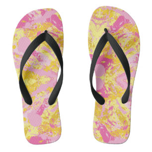 Blubble Gum Pink Paint Spritzer Flip Flops