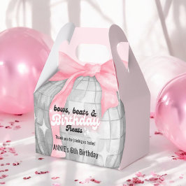 Blubble Letters Pink Bow Silver Disco Ball Geburts Geschenkschachtel