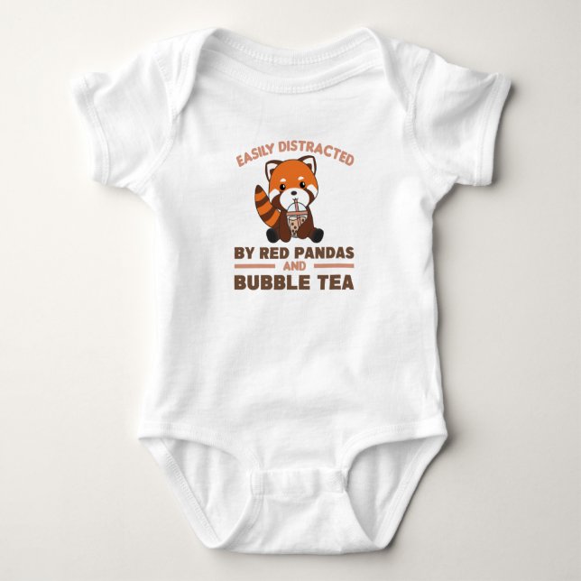Blubble Tea Red Panda Chocolate Niedlicher Tiere B Baby Strampler (Vorderseite)
