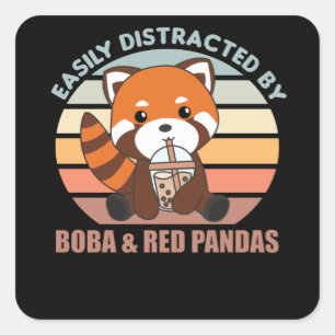 Blubble Tea Red Panda Chocolate Niedlicher Tiere B Quadratischer Aufkleber