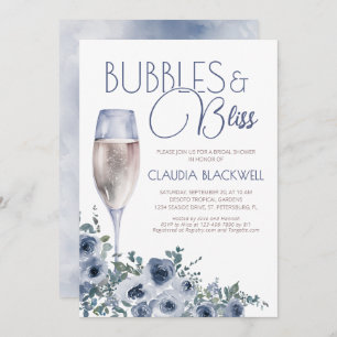 Blubbles Bliss Champagne Blue Brautparty Einladung