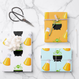 Blubbling Cauldron Magic Pop Skull Halloween Geschenkpapier Set