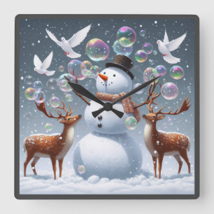 Blubbly Blizzard Clock Quadratische Wanduhr