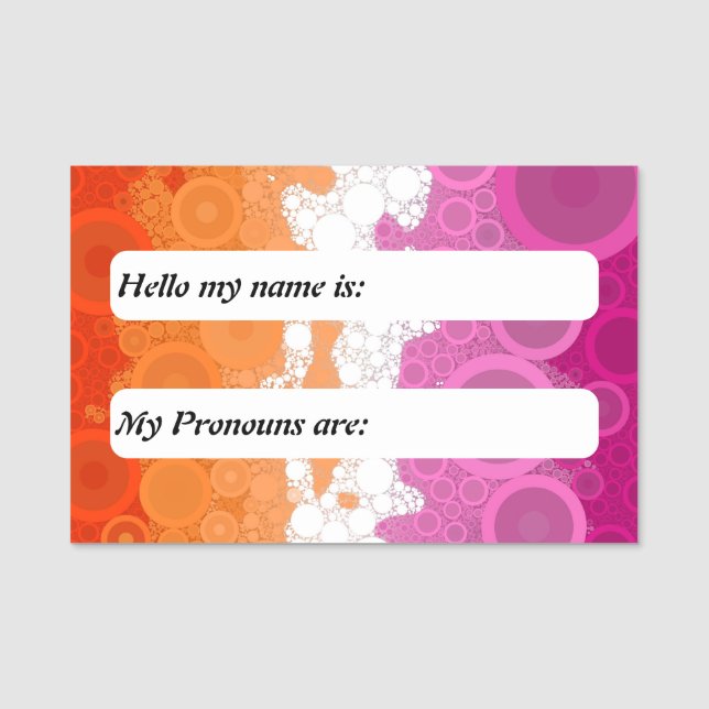 Blubbly Customizable Abstrakt Lesbian Prix Flag Namensschild (Vorderseite)