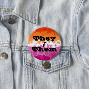 Blubbly Customizable Pronoun Lesbian Prix Flag Button