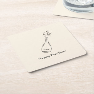 Blubbly Popping Champagner Flasche Neujahr Rechteckiger Pappuntersetzer