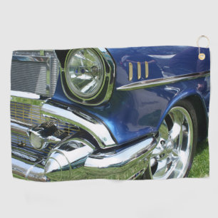 Blue 1957 Chevy Vintage Car Golfhandtuch