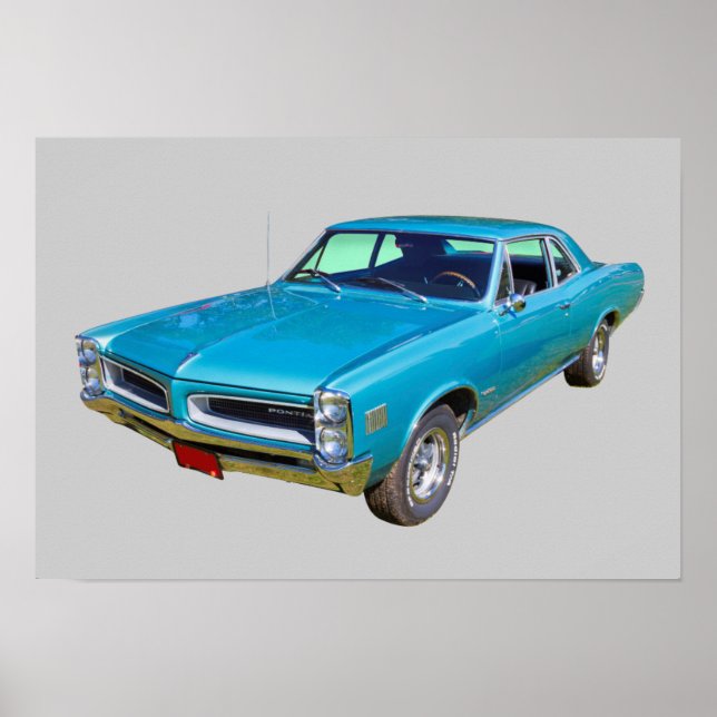 Blue 1966 Pontiac Le Mans Muscle Car Poster (Vorne)