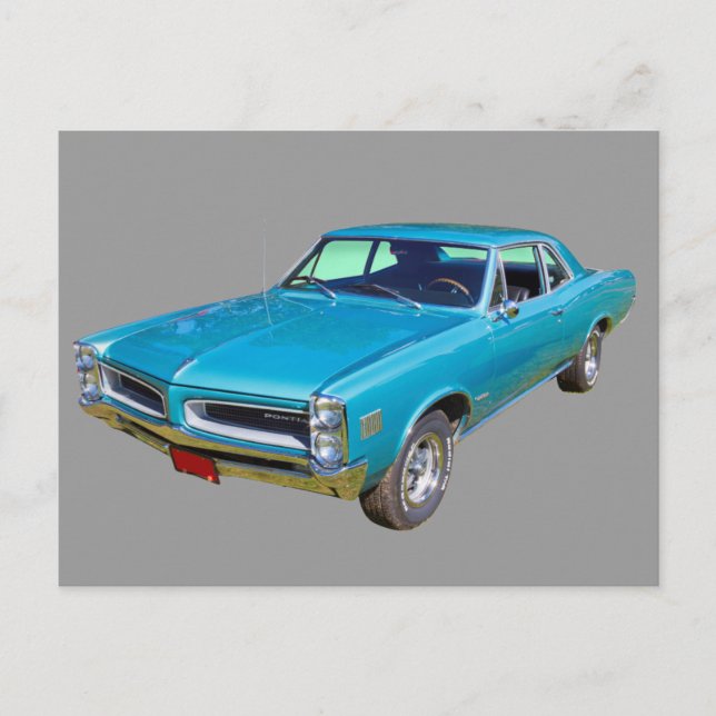Blue 1966 Pontiac Le Mans Muscle Car Postkarte (Vorderseite)