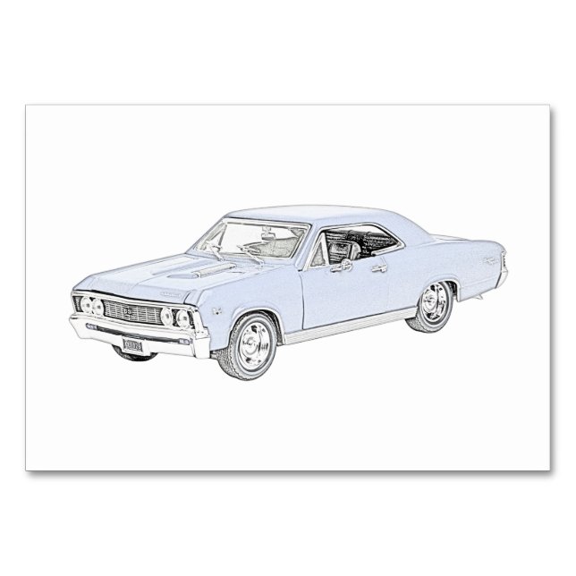 Blue 1967 Chevy Chevelle Tischnummer (Vorderseite)