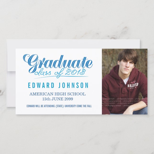 Blue 2013 Abschluss-Ankündigung Fotokarte Ankündigung (Vorderseite)