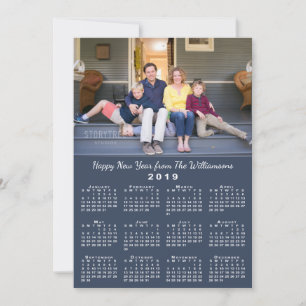 Blue 2019 Kalender 2 Benutzerdefinierte Fotos Glüc Feiertagskarte