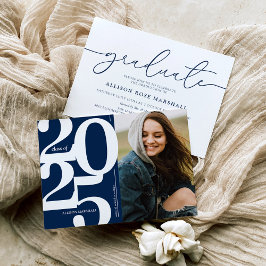 Blue 2025 Foto Graduation Party - Einladung