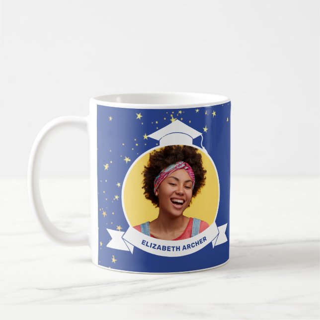 Blue 2025 Grad Foto Abschluss Kaffeetasse (Links)