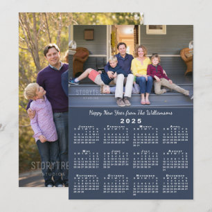 Blue 2025 Kalender 2 Benutzerdefinierte Fotos Glüc Feiertagskarte