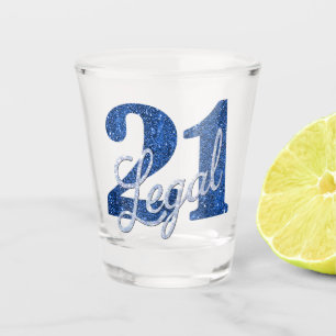 Blue 21 und Legal Imitate Glitzer 21. Geburtstag Schnapsglas