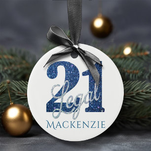 Blue 21 und Legal Individuelle Name 21. Geburtst Keramik Ornament