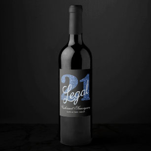 Blue 21 und Legal Individuelle Name 21. Geburtst Weinetikett