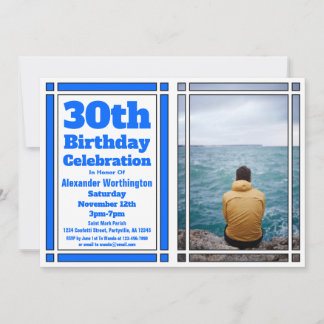 Blue 30. Geburtstags-Party Einladung
