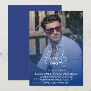 Blue 32. Geburtstagseinladung Geburtstagsparty Fot Einladung