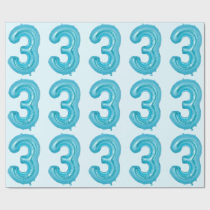 Blue 3 Ballon Wrapping Paper Geschenkpapier