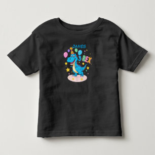 Blue 3 Birthday Dinosaur Celebration T - Shirt