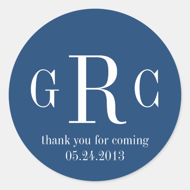 Blue 3 initiale monogramm Etikettenkennzeichnung G Runder Aufkleber (Vorderseite)