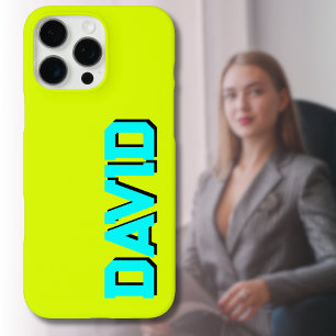 Blue 3D Black Modern Name Funny Neon Chartreuse iPhone 16 Pro Max Hülle