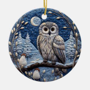 Blue 3D Chirstmas Niedliches Owl Animal Keramik Ornament