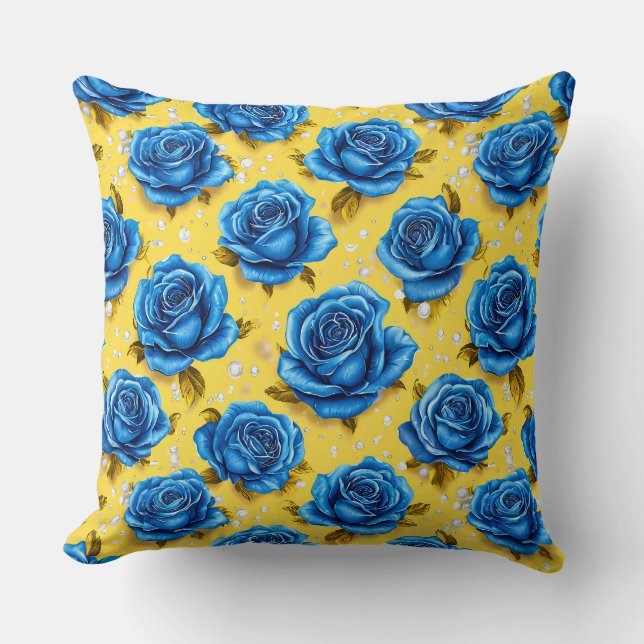 Blue 3d-Rose Kissen (Vorderseite)