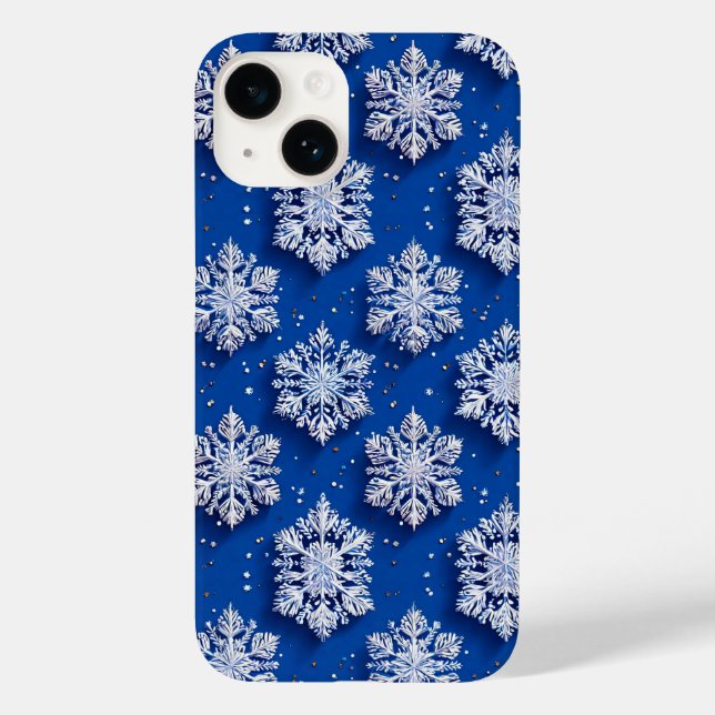 Blue 3d Schneeflocken Case-Mate iPhone Hülle (Rückseite)