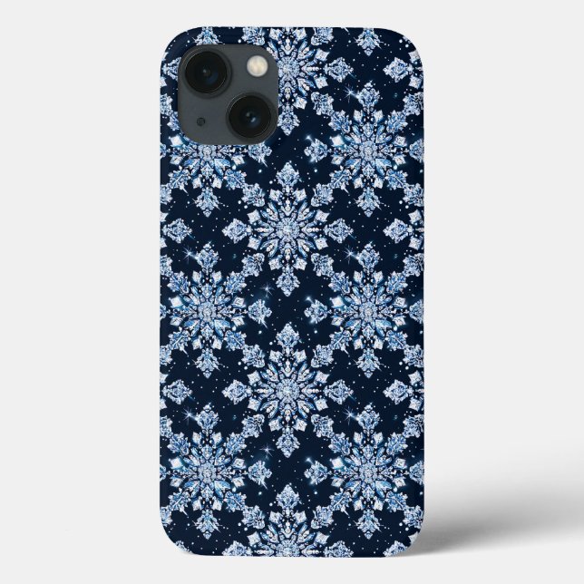 Blue 3d Schneeflocken Case-Mate iPhone Hülle (Rückseite)