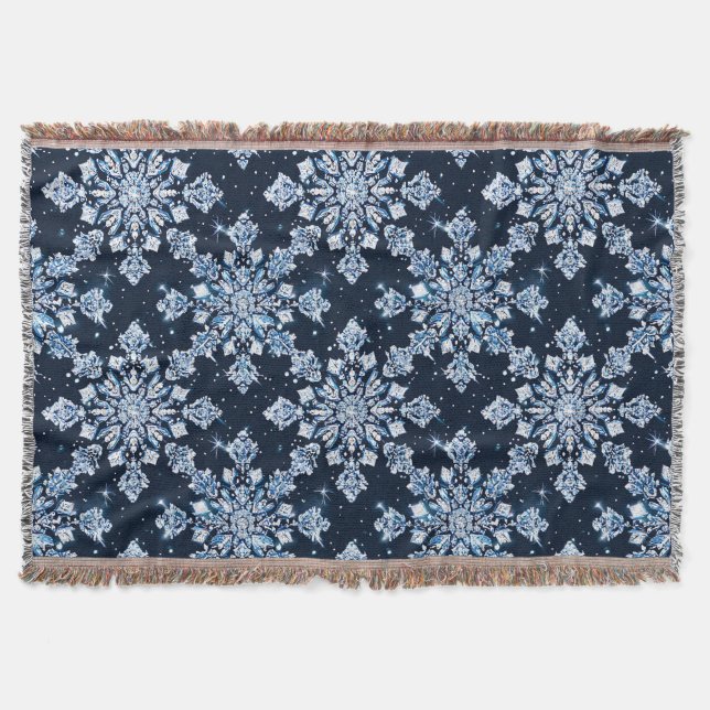 Blue 3d Schneeflocken Decke (Vorderseite)