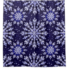 Blue 3d Schneeflocken Duschvorhang