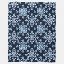 Blue 3d Schneeflocken Fleecedecke