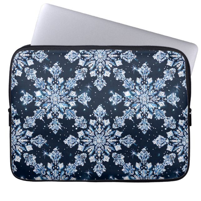 Blue 3d Schneeflocken Laptopschutzhülle (Vorderseite)