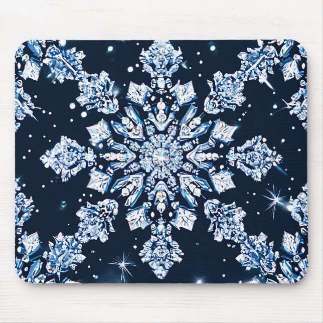 Blue 3d Schneeflocken Mousepad (Vorne)