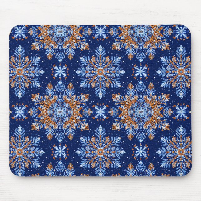 Blue 3d Schneeflocken Mousepad (Vorne)
